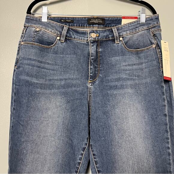 NWT Talbots Flawless Five Pocket Straight Leg Curvy Women’s 14P Medium Blue Jean - Picture 3 of 10
